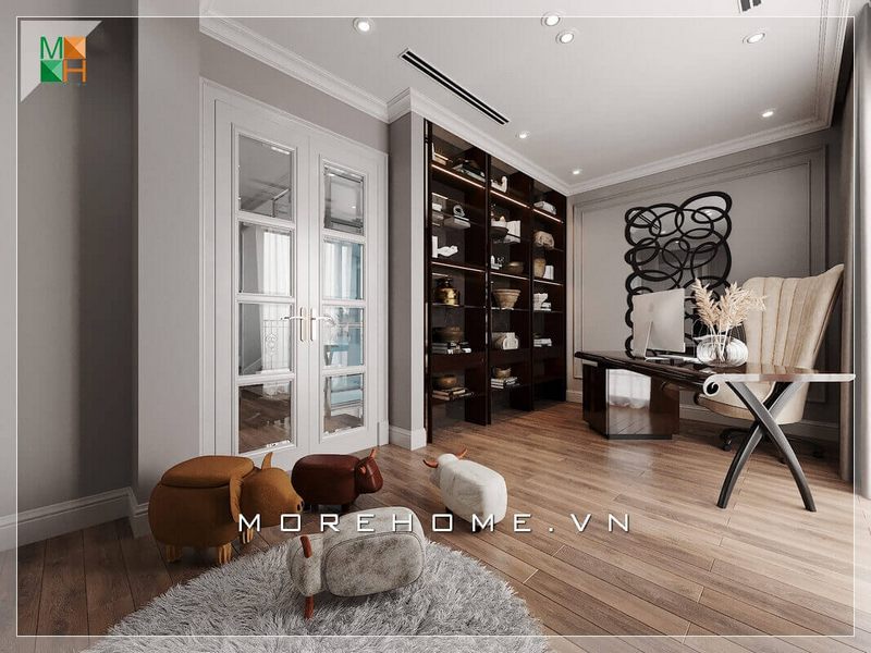 Mẫu thiết kế nội thất đẹp cho các loại nhà như chung cư, biệt thự, và nhà phố để trang trí phòng làm việc.